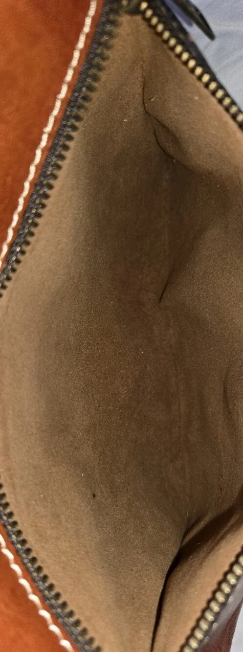 Patricia Nash Brown Italian Leather Tote Shoulder Bag Cognac Multi Pocket Large